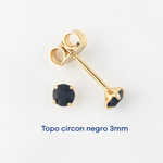 Topo Circon Negro 3mm - Vibrantto Joyas y Accesorios - OC34717