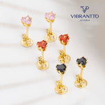 Set x3 Topos Corazón circonia 1. Oro Laminado 18k - Vibrantto.com - Colombia